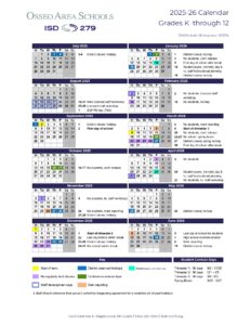 OSSEO AREA SCHOOLS ISD 279 25-26 CALENDAR