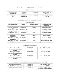 Overton County Schools calendar
