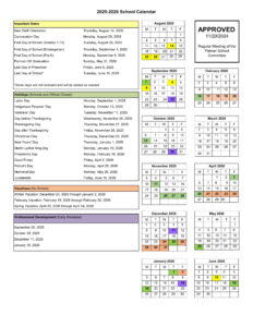 Palmer School calendar