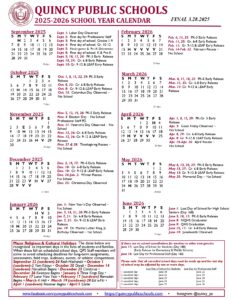 Quincy Public Schools Calendar