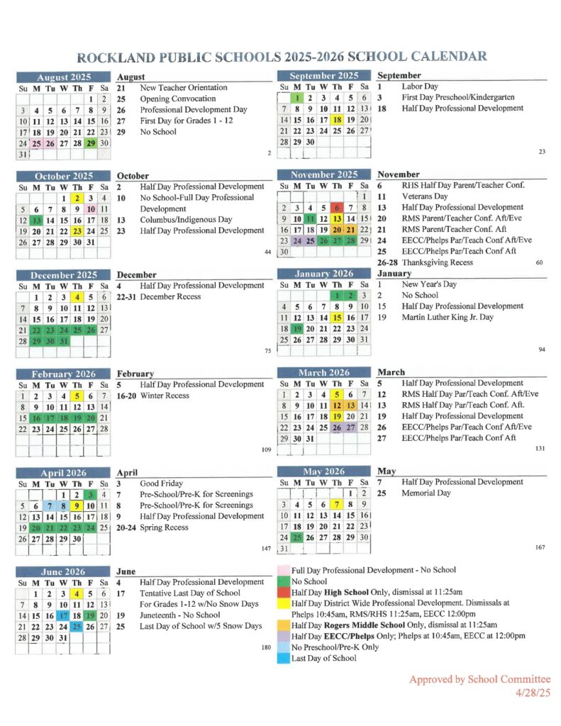 Rockland Public Schools CALENDAR