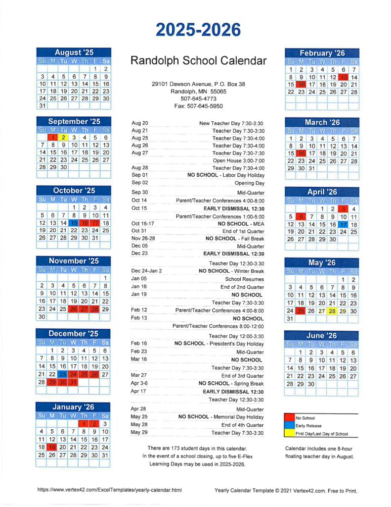 Randolph School 25-26 calendar