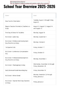Rockwood School District calendar