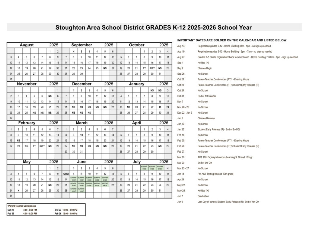SASD stoughton calendar