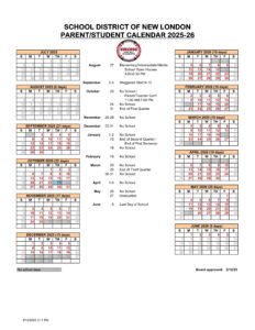 SCHOOL DISTRICT OF NEW LONDON CALENDAR