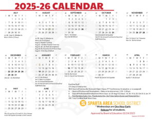 SPARTA AREA SCHOOL DISTRICT calendar