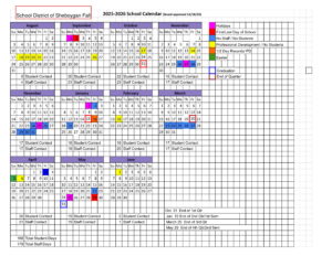 School District of Sheboygan Falls calendar