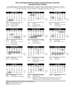 Silver Lake Regional School District Calendar Silver Lake Regional School District Calendar