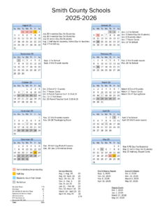 Smith County School System Calendar