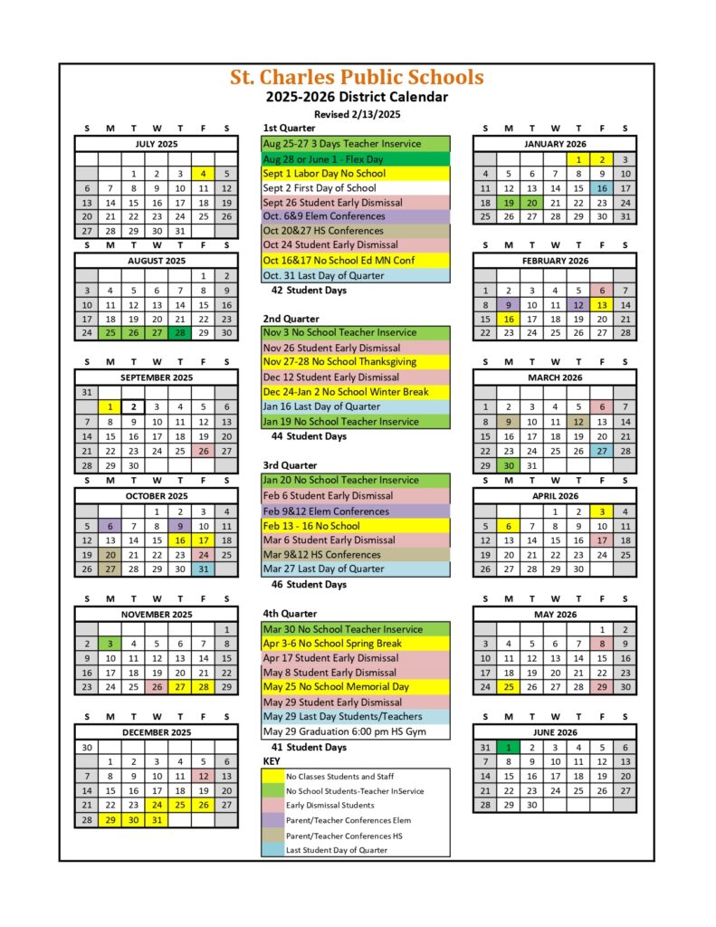 St. Charles Public Schools calendar