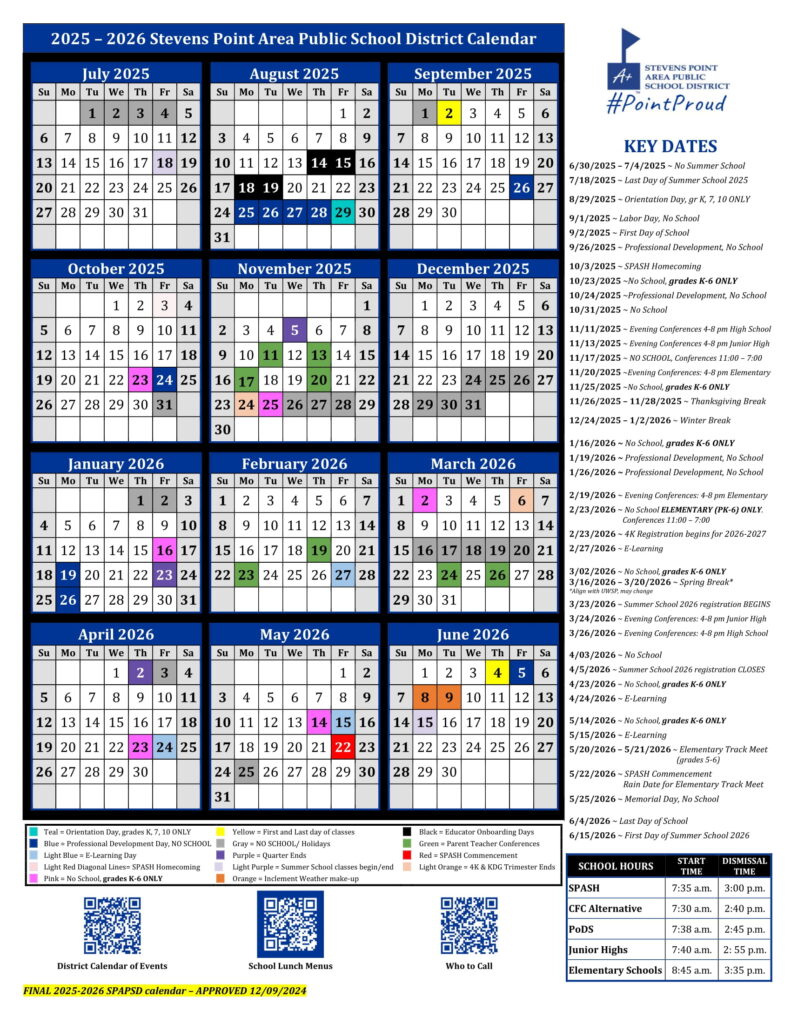 stevens point school calendar