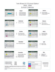 Twin Rivers R-X calendar