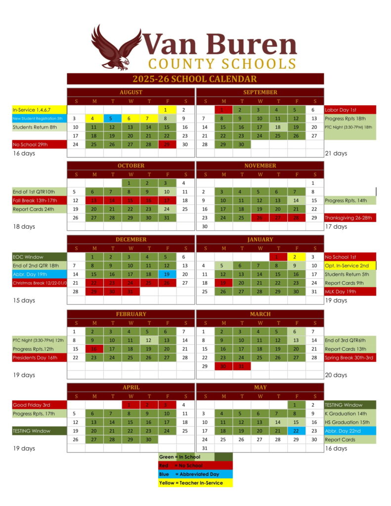 Van Buren County Schools CALENDAR