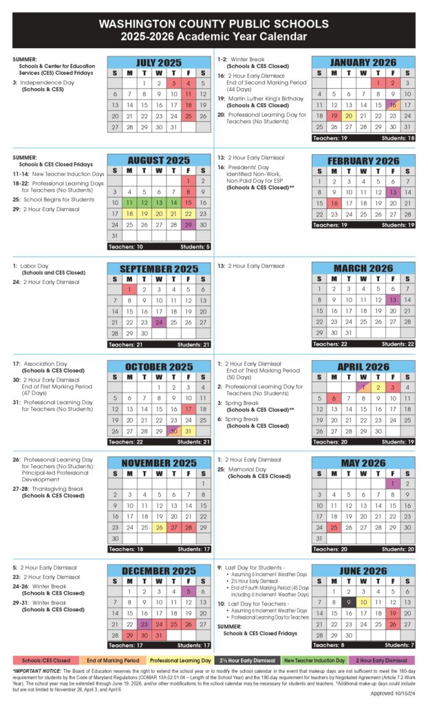 wcpsmd calendar