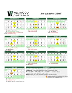 WESTWOOD Public Schools CALENDAR