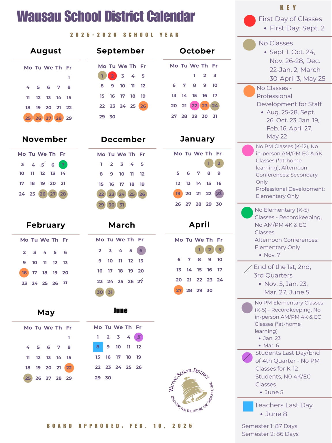 Wausau School District WI Calendar 25 26 Revised PDF EduCounty