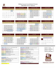 Whitley County Consolidated Schools calendar