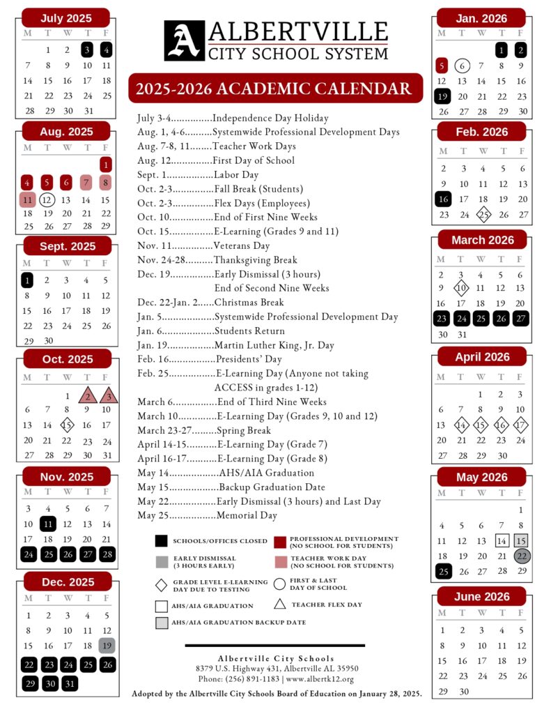 ALBERTVILLE CITY SCHOOL SYSTEM 25-26 CALENDAR