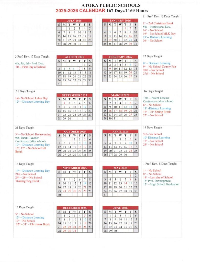 ATOKA PUBLIC SCHOOLS 25-26 calendar