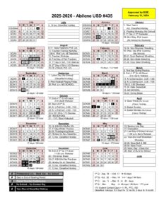 Abilene USD #435, 25-26 calendar
