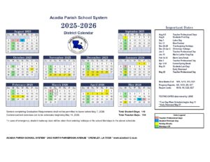 Acadia Parish School System 25-26 calendar