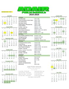 Adair Public Schools calendar