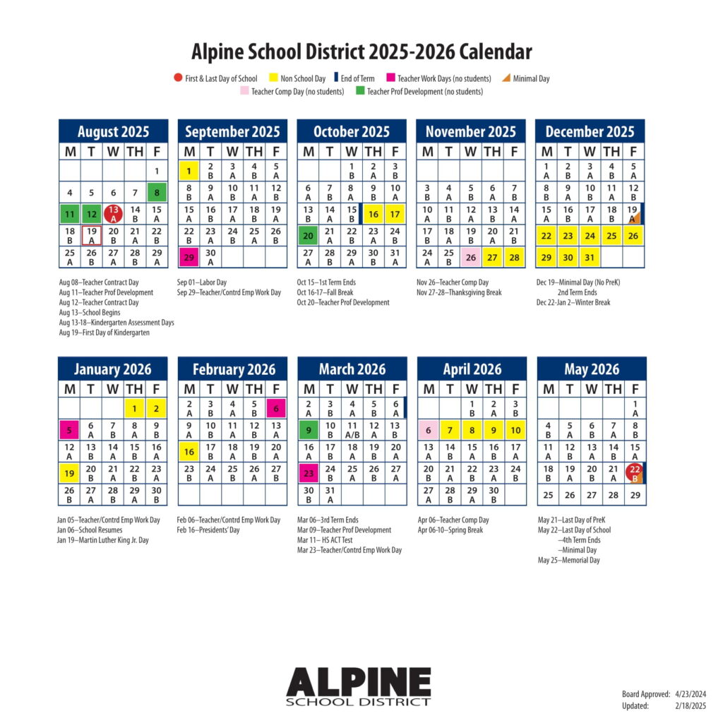 alpine school calendar