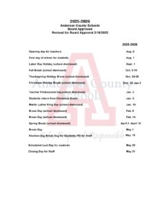 ANDERSON COUNTY SCHOOLS calendar