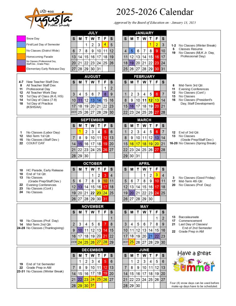 Augusia Public Schools 25-26 calendar