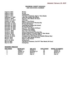 bourbon county schools calendar