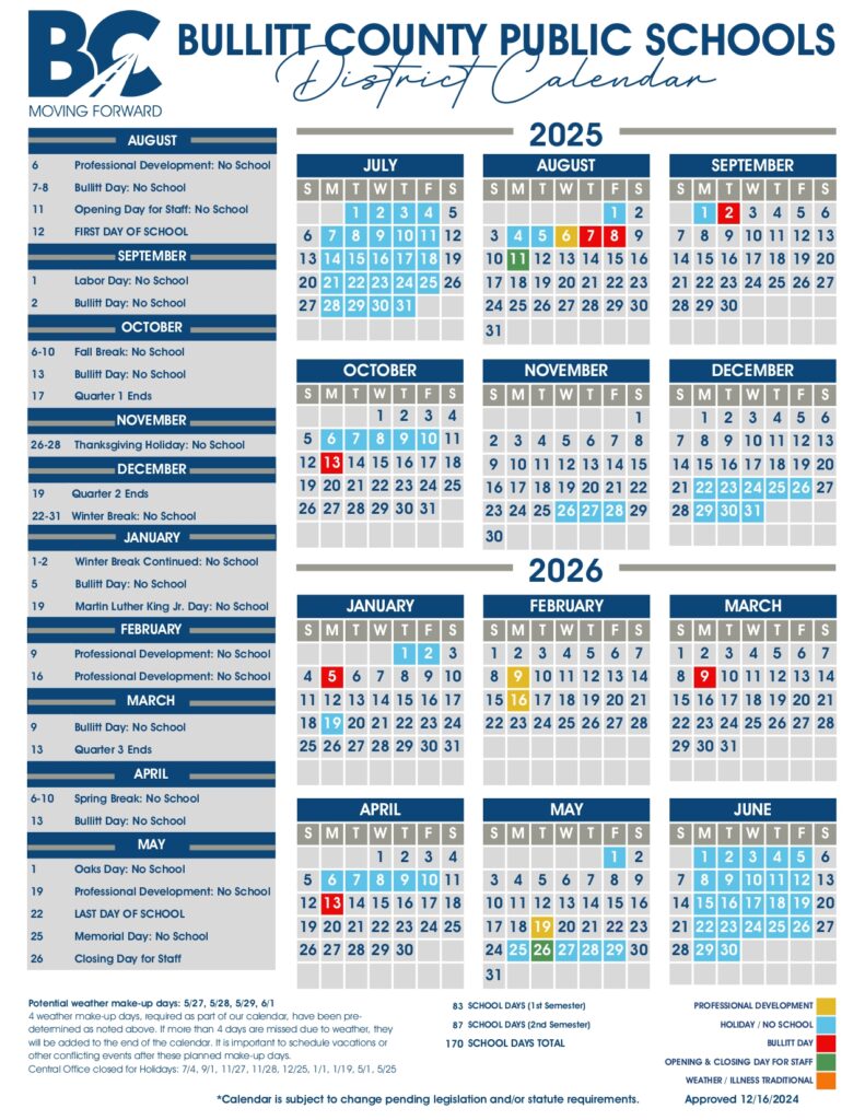 BULLITT COUNTY PUBLIC SCHOOLS, 25-26 calendar