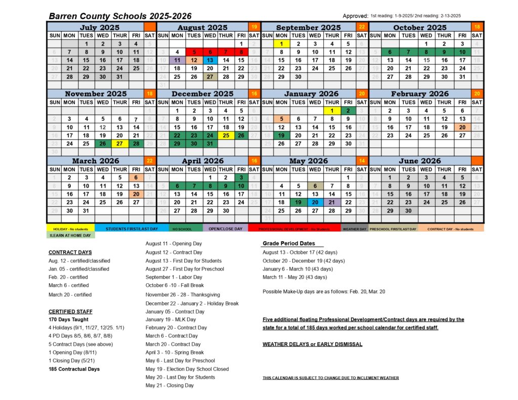 Barren County School District CALENDAR