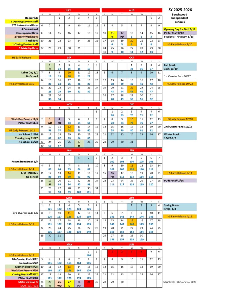 beechwood school calendar