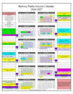 Bethany Public Schools CALENDAR