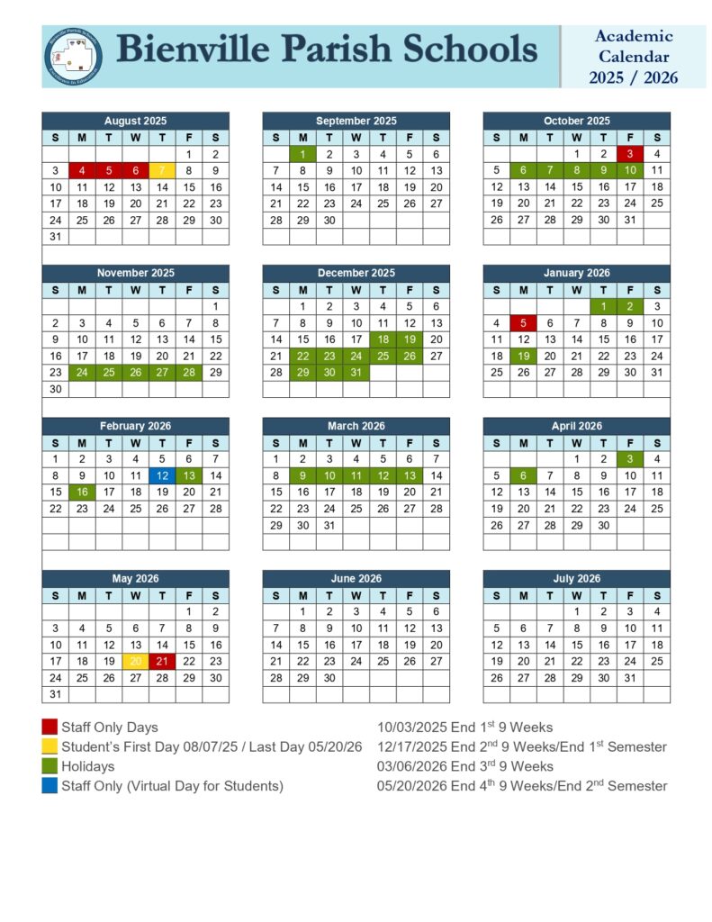 bienville parish school calendar