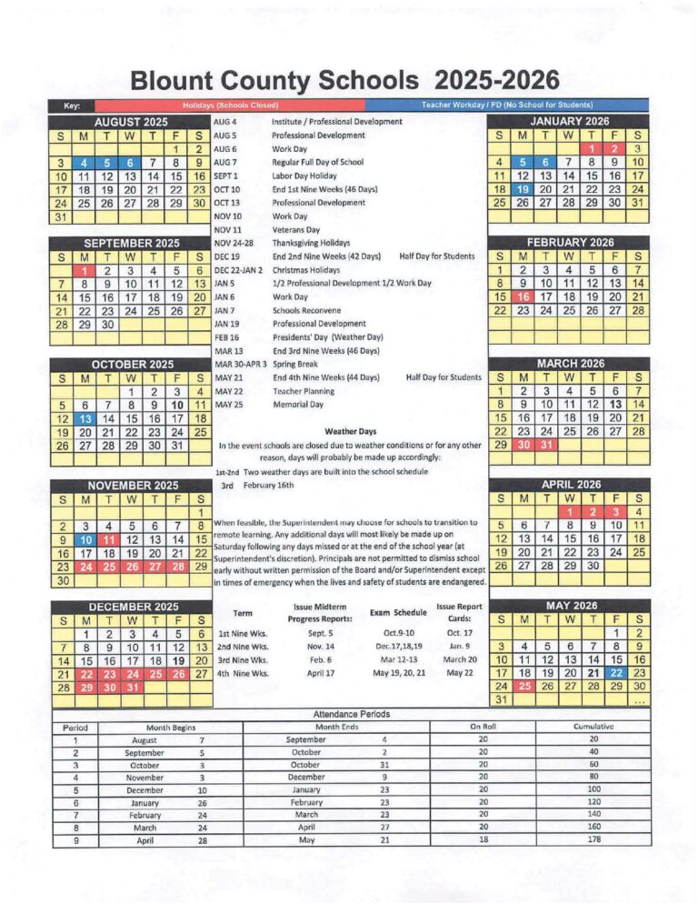 Blount County Schools AL Calendar 25-26 Revised [PDF] - EduCounty