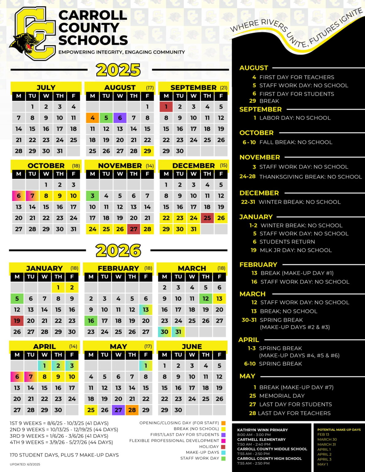 Carroll County Schools ky Calendar 25 26 Revised PDF EduCounty