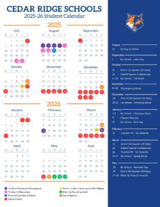 CEDAR RIDGE SCHOOLS calendar