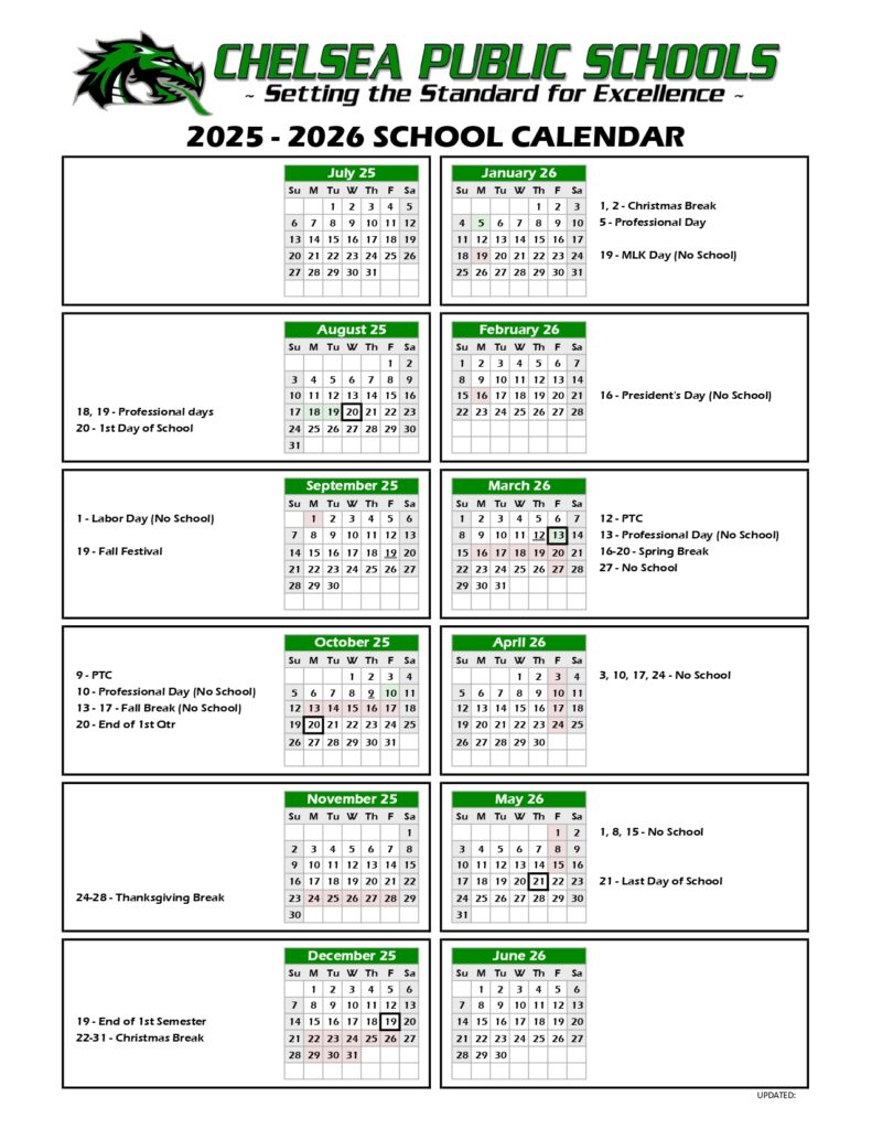 Chelsea Public Schools OK Calendar 2526 Revised [pdf] EduCounty