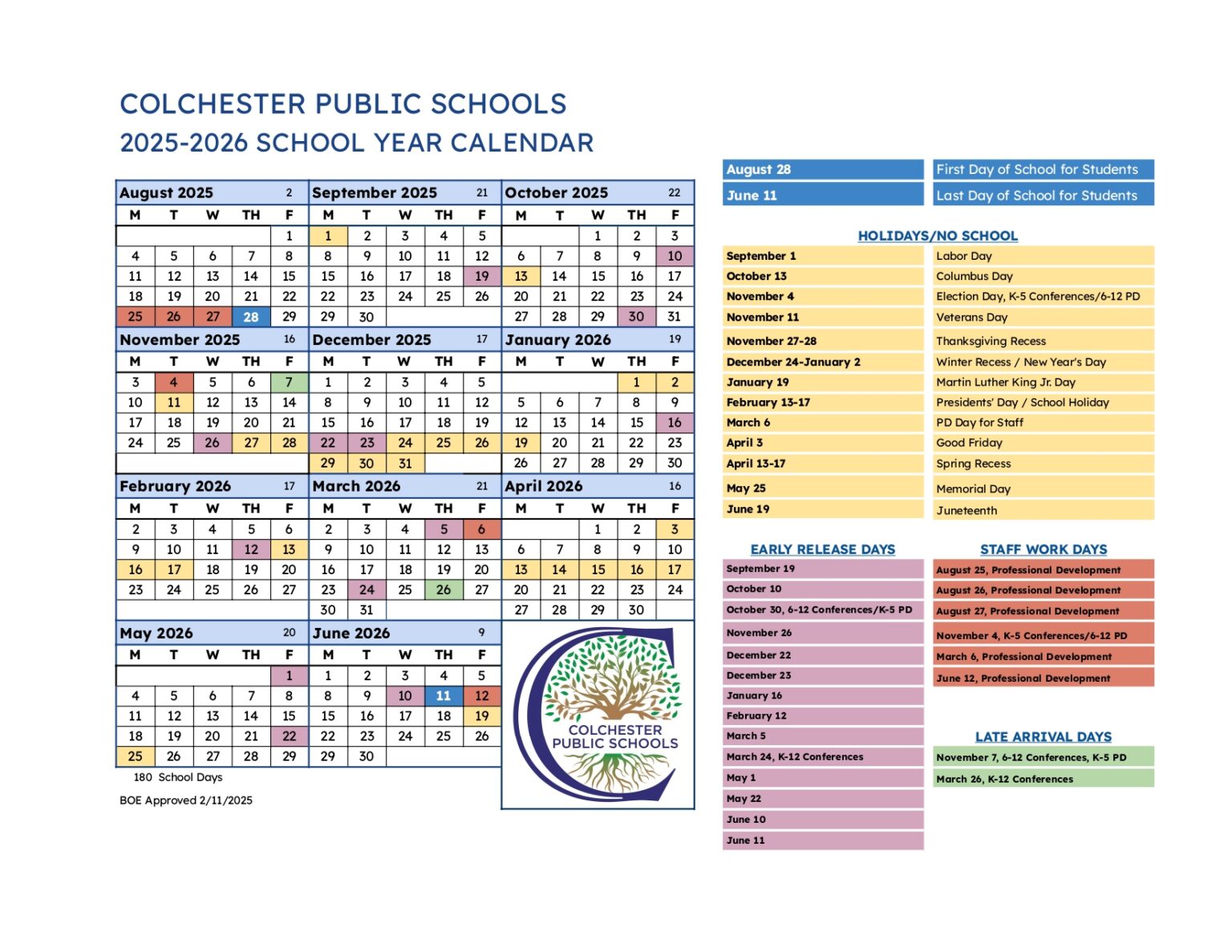 Colchester Public Schools CT Calendar 25 26 Revised pdf EduCounty
