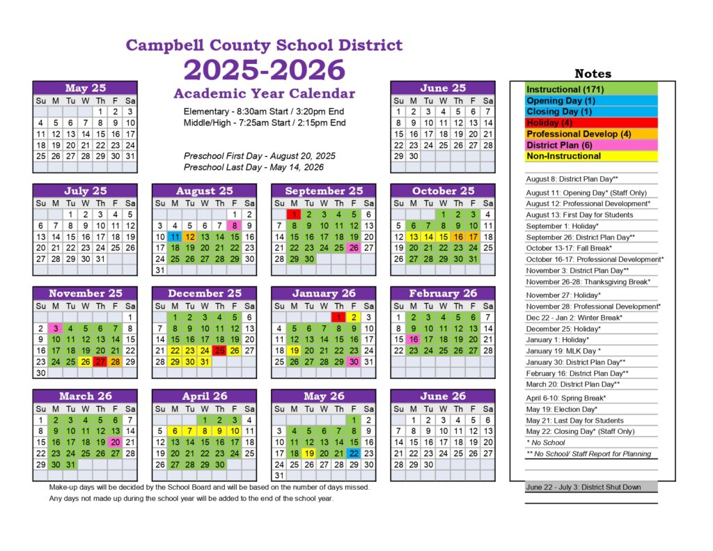 campbell school calendar