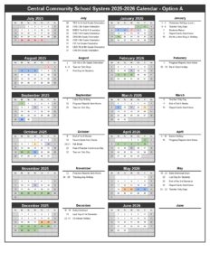 Central Community School System CALENDAR
