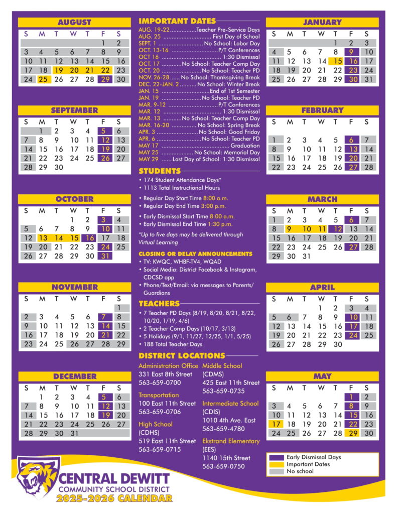 Central DeWitt School District calendar