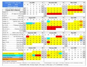 Checotah School District calendar