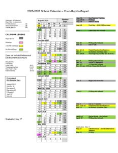 Coon Rapids-Bayard Community School District calendar