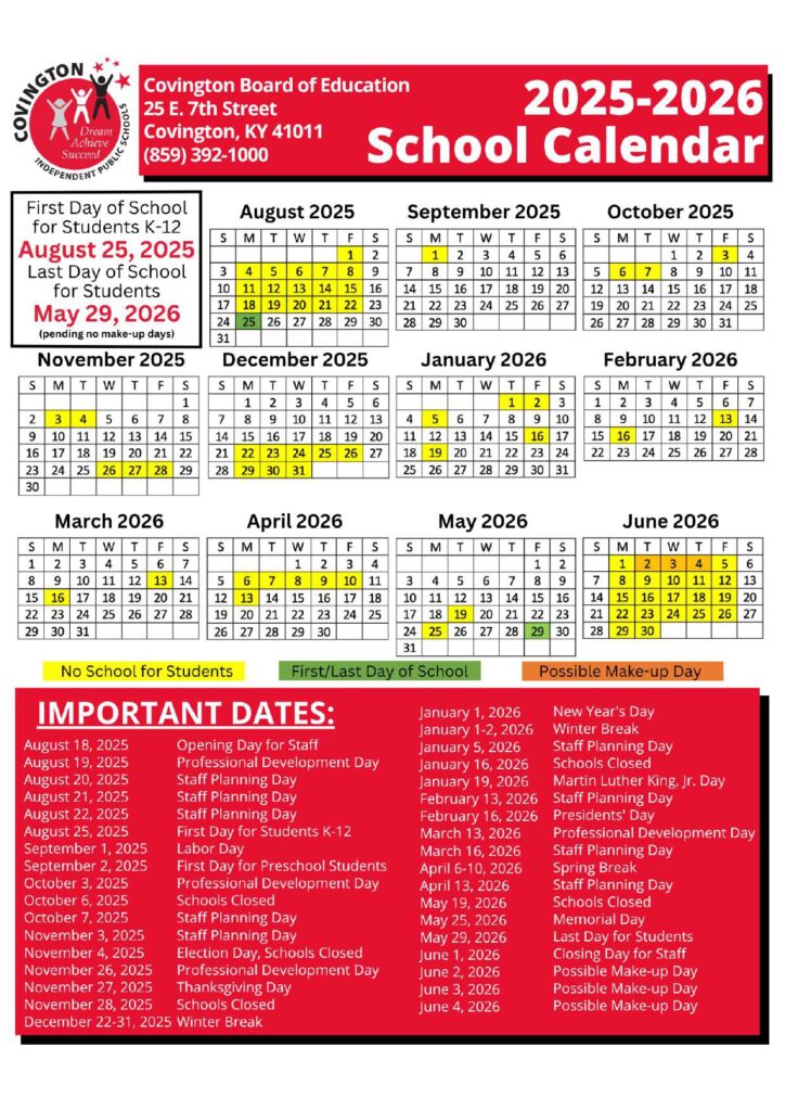 Covington Independent Public SchoolsV CALENDAR