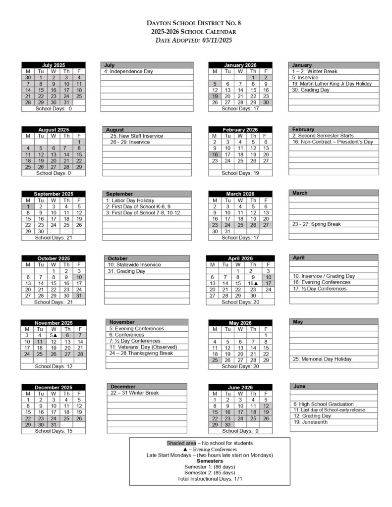 DAYTON SCHOOL DISTRICT NO. 8 25-26