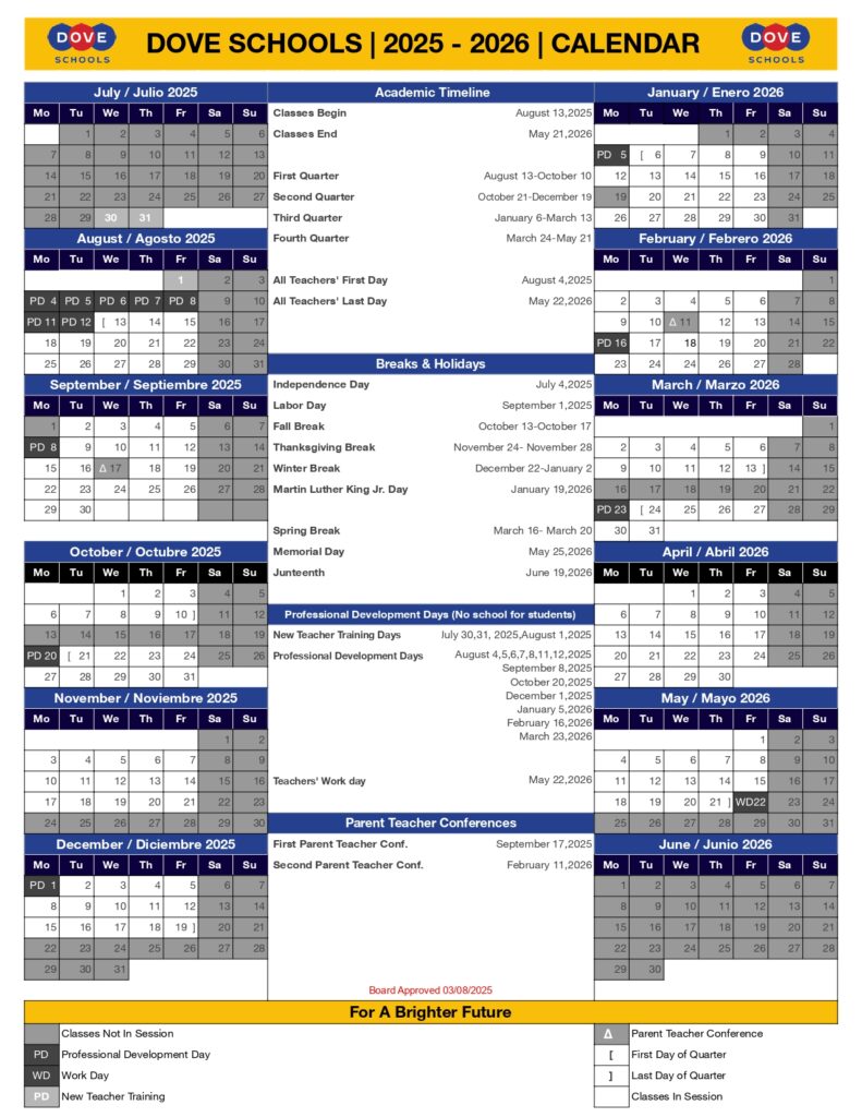 Dove School of Discovery Tulsa CALENDAR