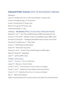 edmond public schools calendar