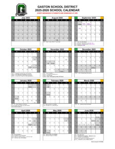 gaston school district calendar